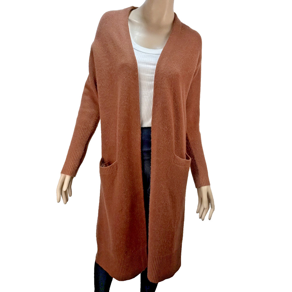 Halogen Womens Long Duster Cardigan Sweater Size S Brown Cashmere‎ Wool Neutral